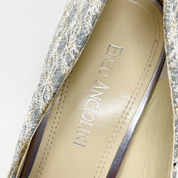 Enzo Angiolini Womens Silver Textile Upper Stiletto Peep toe Slip on Pump 7.5 - Picture 3 of 13